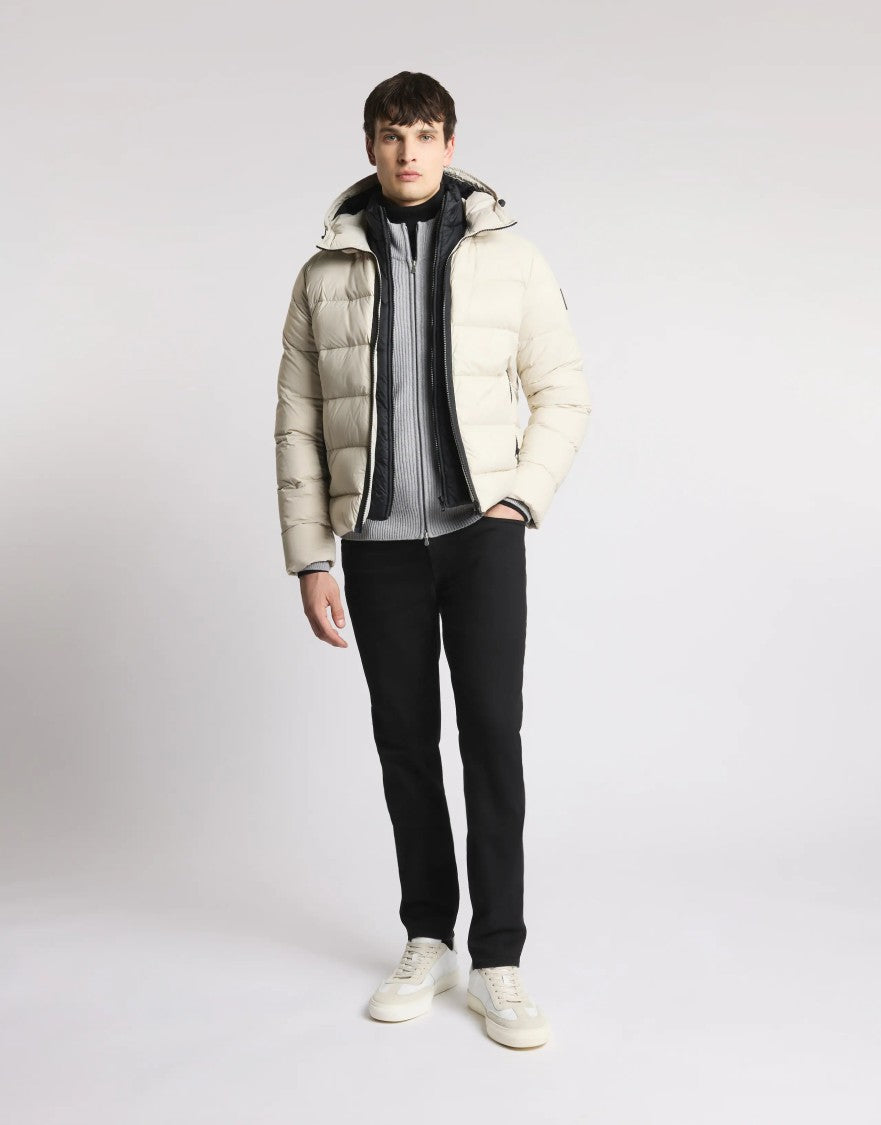 Fay Quilted Hooded Puffer Jacket In Snow White
