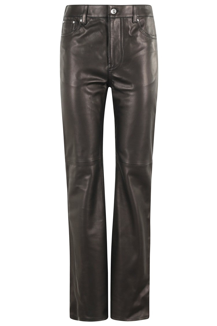 Rabanne Leather Pants With Central Button Closure