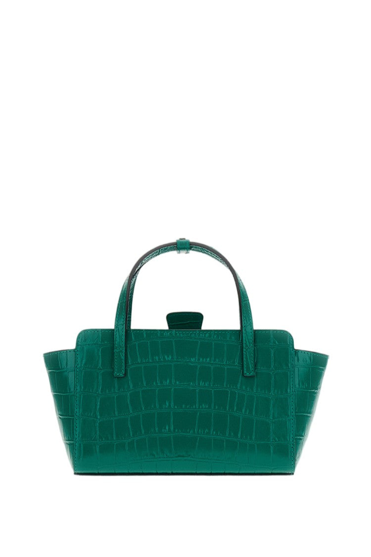 Hidesins Green Flap S Croc-Effect Leather Shoulder Bag