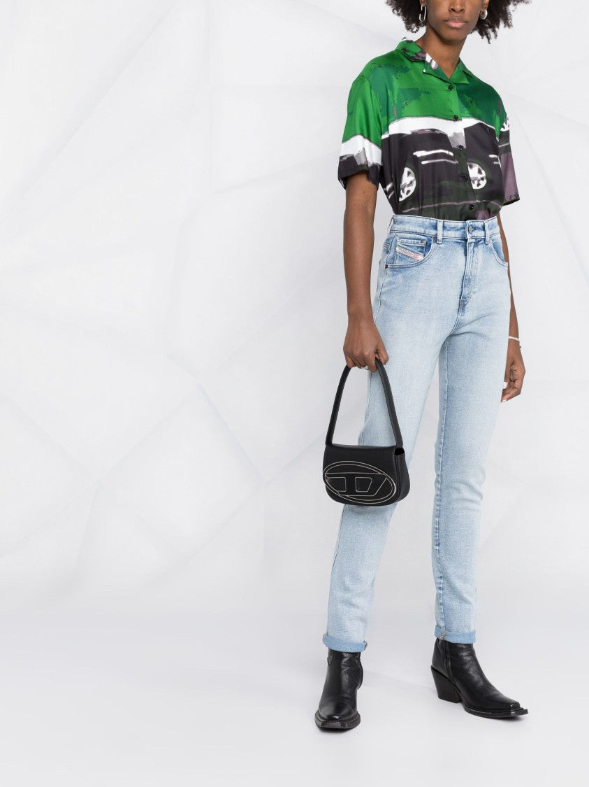 Diesel Nappa Leather Shoulder Bag With Oval Logo Plaque