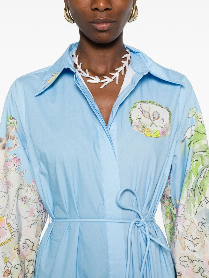 Alemais Pleated Long Sleeve Organic Cotton Maxi Dress