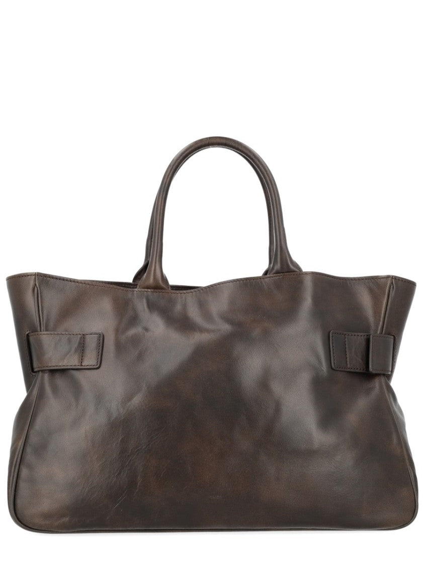 Osoi Dark Brown Brocle Buckled Belt Tote Bag
