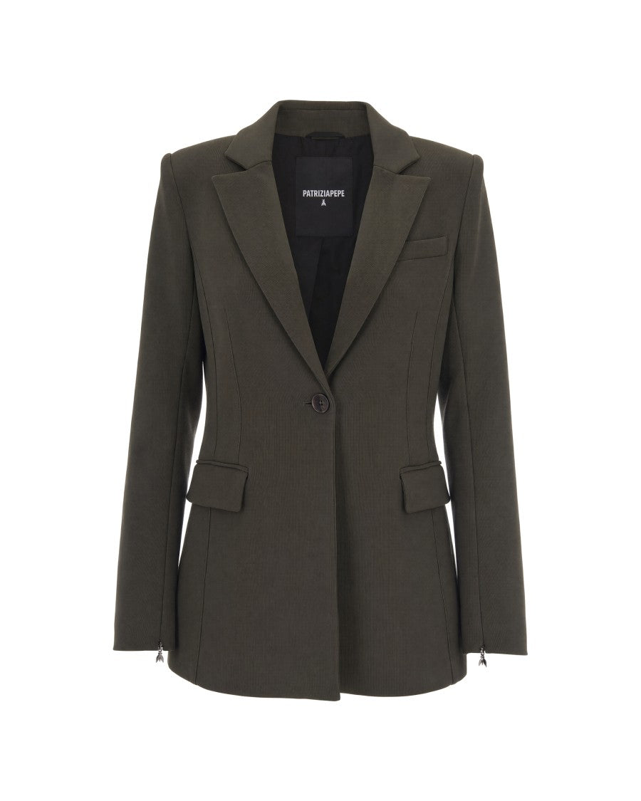Patrizia Pepe Fitted Single-Breasted Zippered Cuffs Blazer