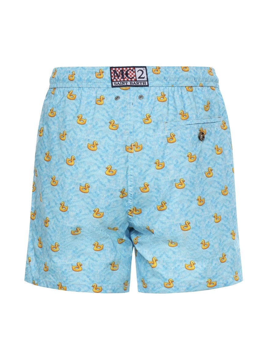 Mc2 Saint Barth Light Blue Lighting Micro Stretch Swim Shorts