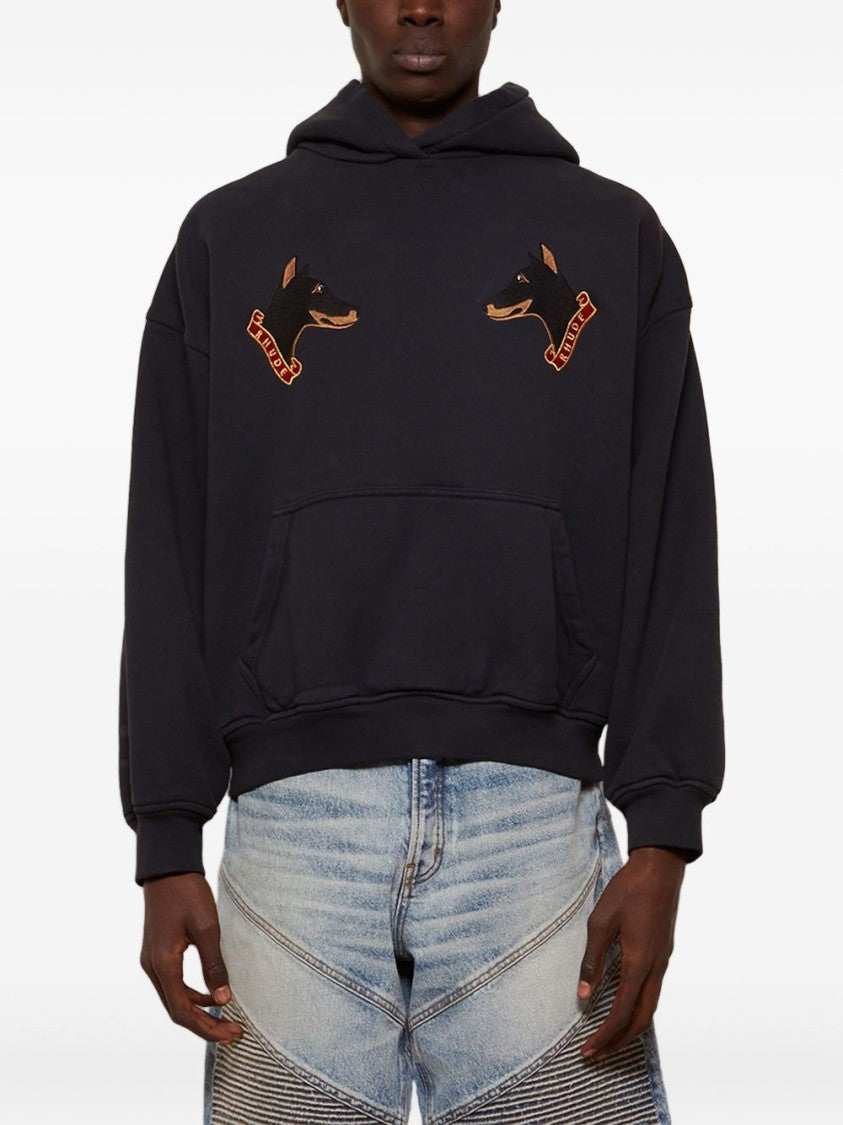 Rhude Embroidered Dog Motif Hoodie