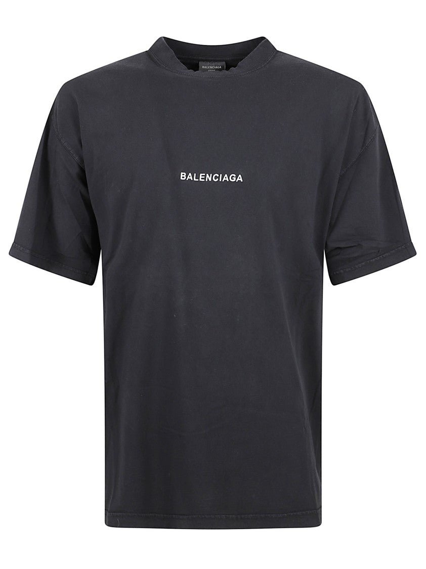 Balenciaga Short-Sleeved Jersey Cotton T-Shirt With Embroidered Patch