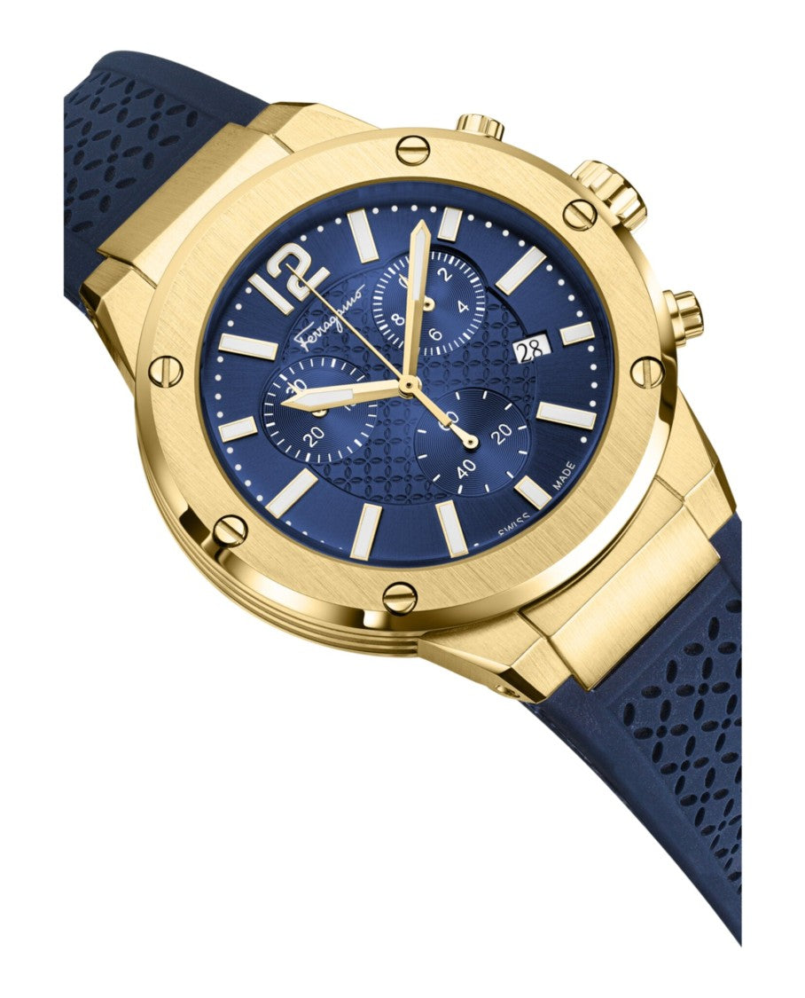 Ferragamo F-80 Chronograph With Black Silicone Strap