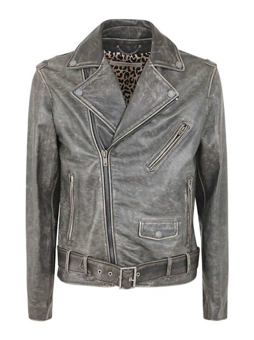 Golden Goose Golden Chiodo Distressed Bull Leather Jacket