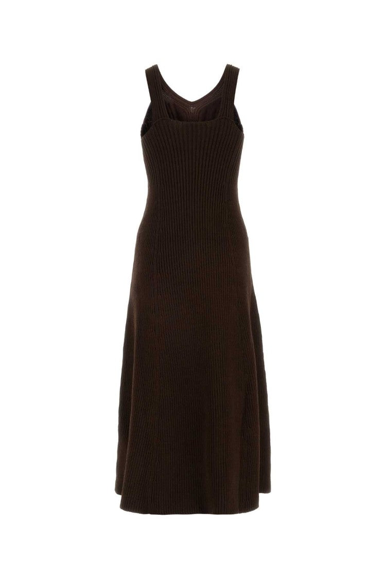 Jil Sander Chocolate Cotton Blend Dress