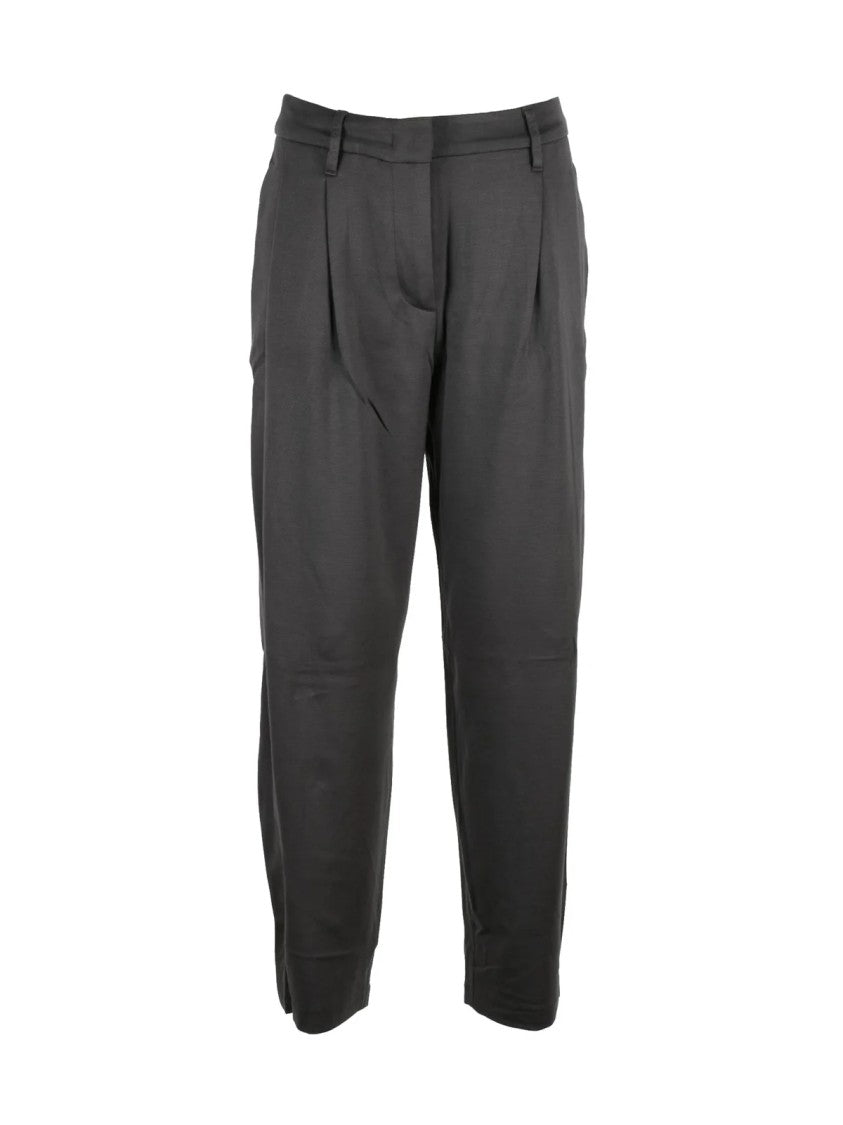 Seventy Brown Pleated Viscose-Blend Baggy Pants