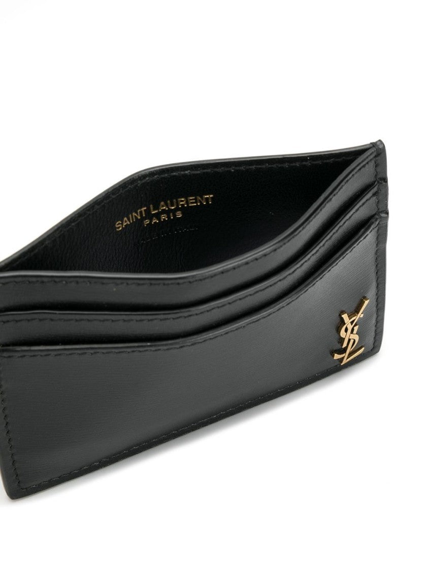 Saint Laurent Smooth Black Leather Cardholder