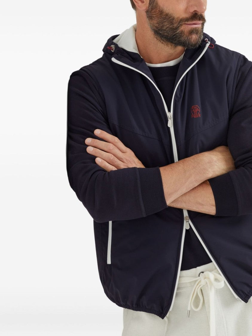 Brunello Cucinelli Black Zip-Up Hooded Logo Vest