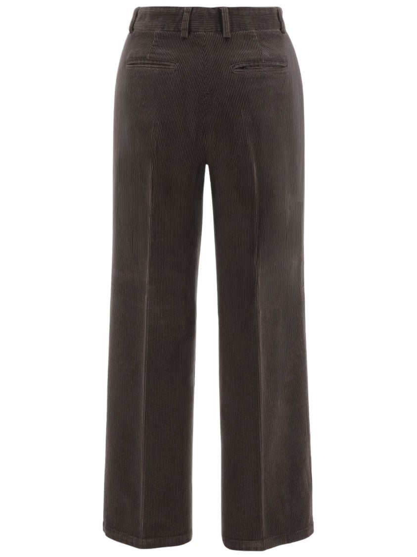 Ql2 Dark Brown Wide-Leg Cotton Corduroy Pants