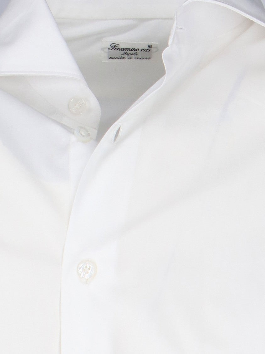 Finamore Classic White Cotton Shirt With Traditional Collar
