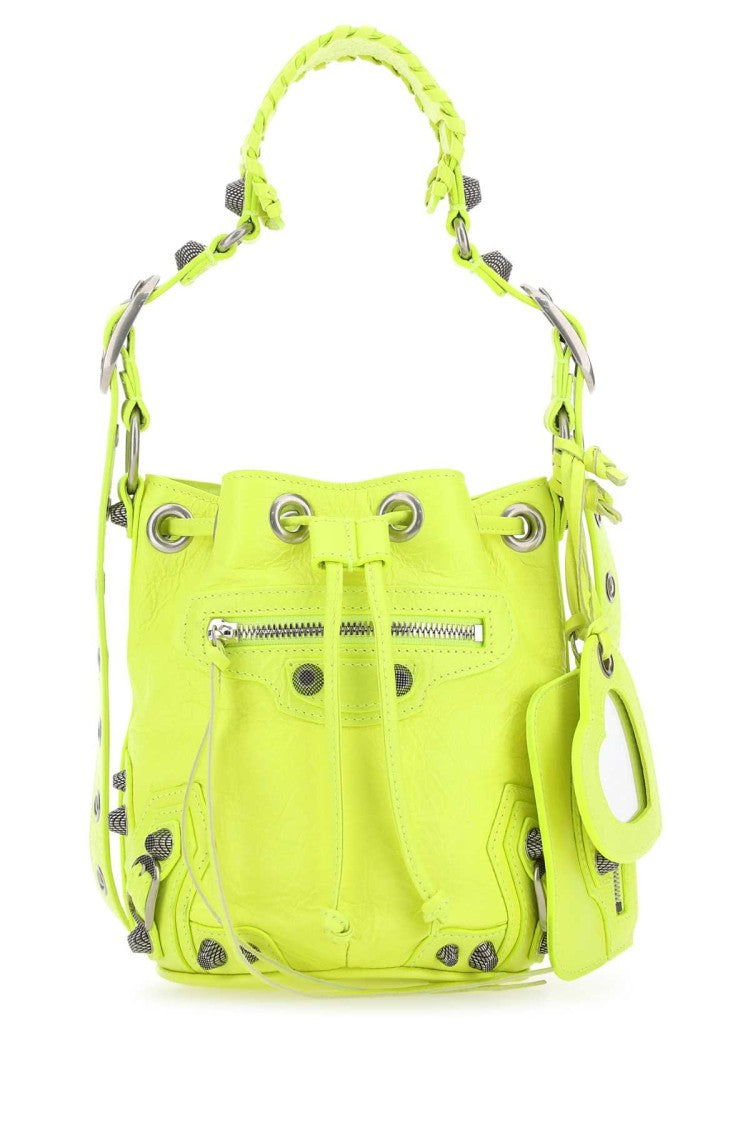 Balenciaga Fluo Yellow Leather Le Cagole Xs Bucket Bag