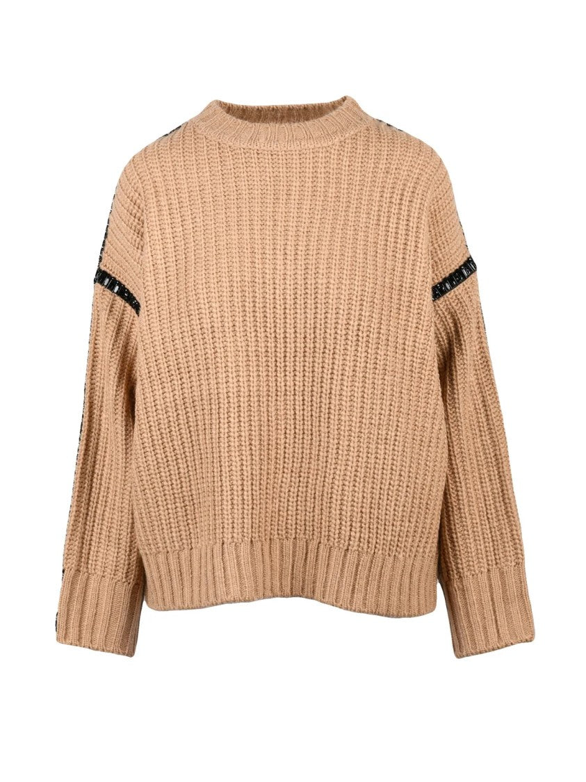 Essentiel Antwerp Oversized Beige Sweater In Alpaca And Wool Blend