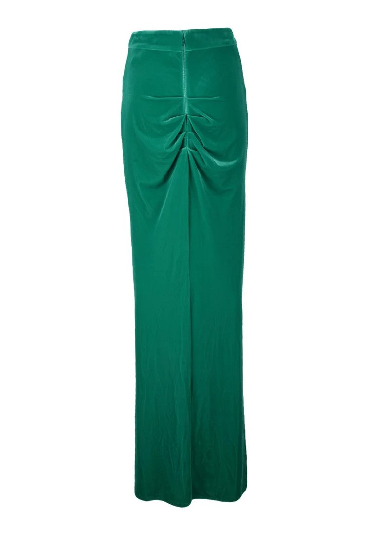 Elisabetta Franchi Long Velvet Skirt - Green