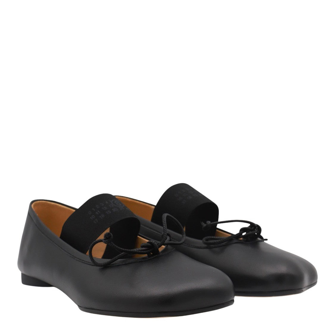 Mm6 By Maison Margiela Smooth Black Leather Flats With Bow Detail