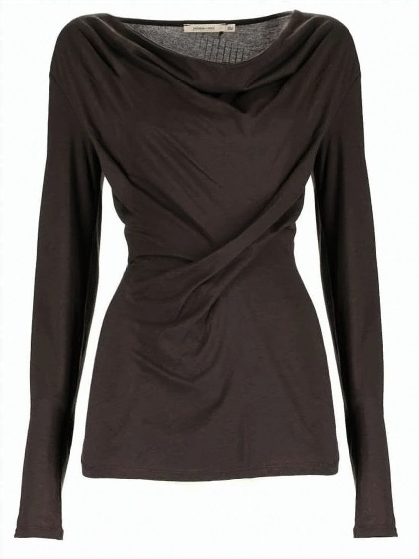 Paloma Wool Fitted Long-Sleeve Top With Draped Neckline