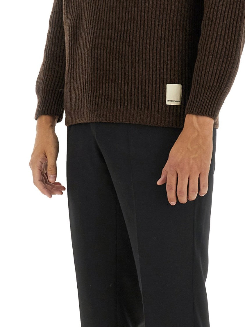 Emporio Armani Textured Ribbed Wool Jersey