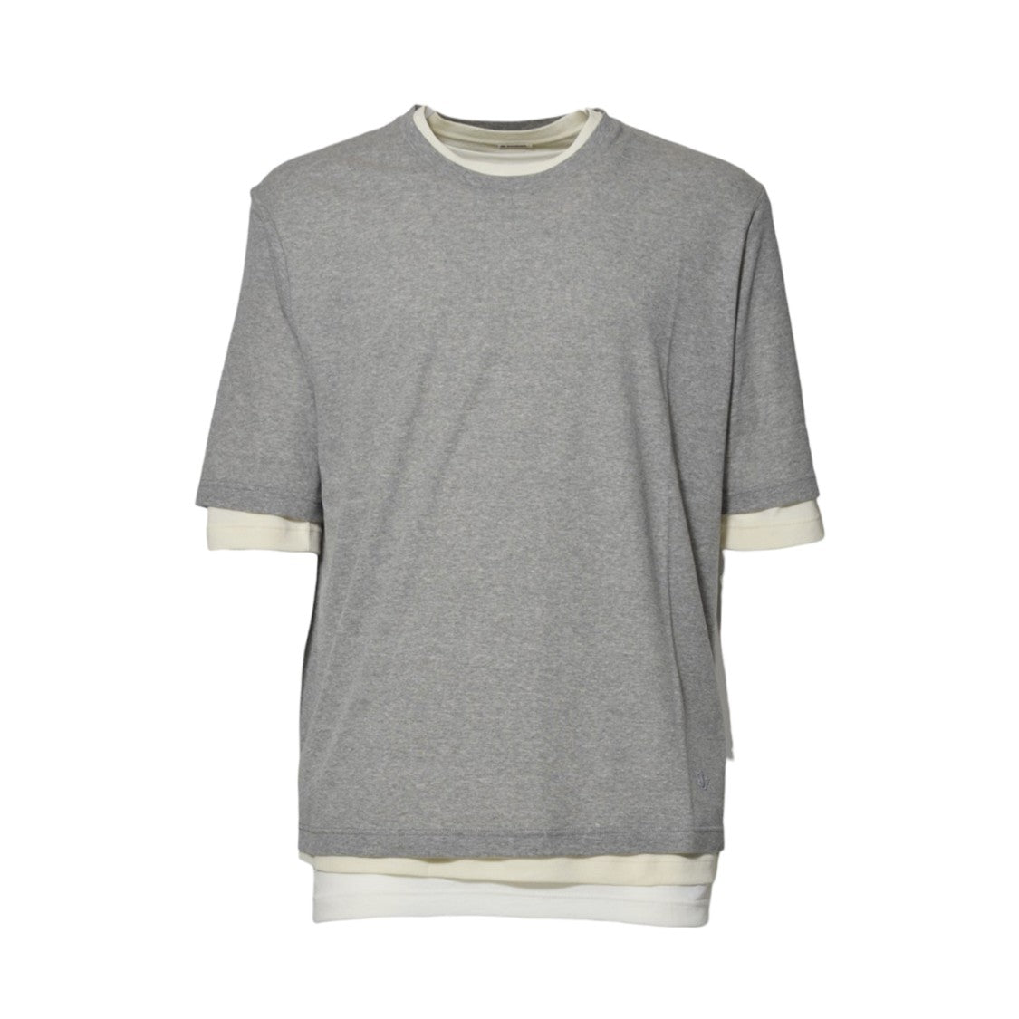 Jil Sander Layered Heather Grey T-Shirt With Contrast Detail