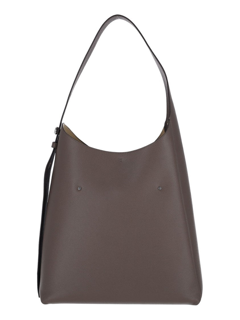 Tory Burch Structured Brown Calf Leather Shoulder Bag