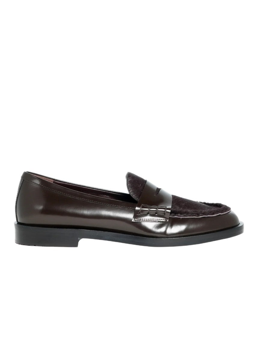 Roberto Festa Brown Leather Loafers With Pony Hair Panel