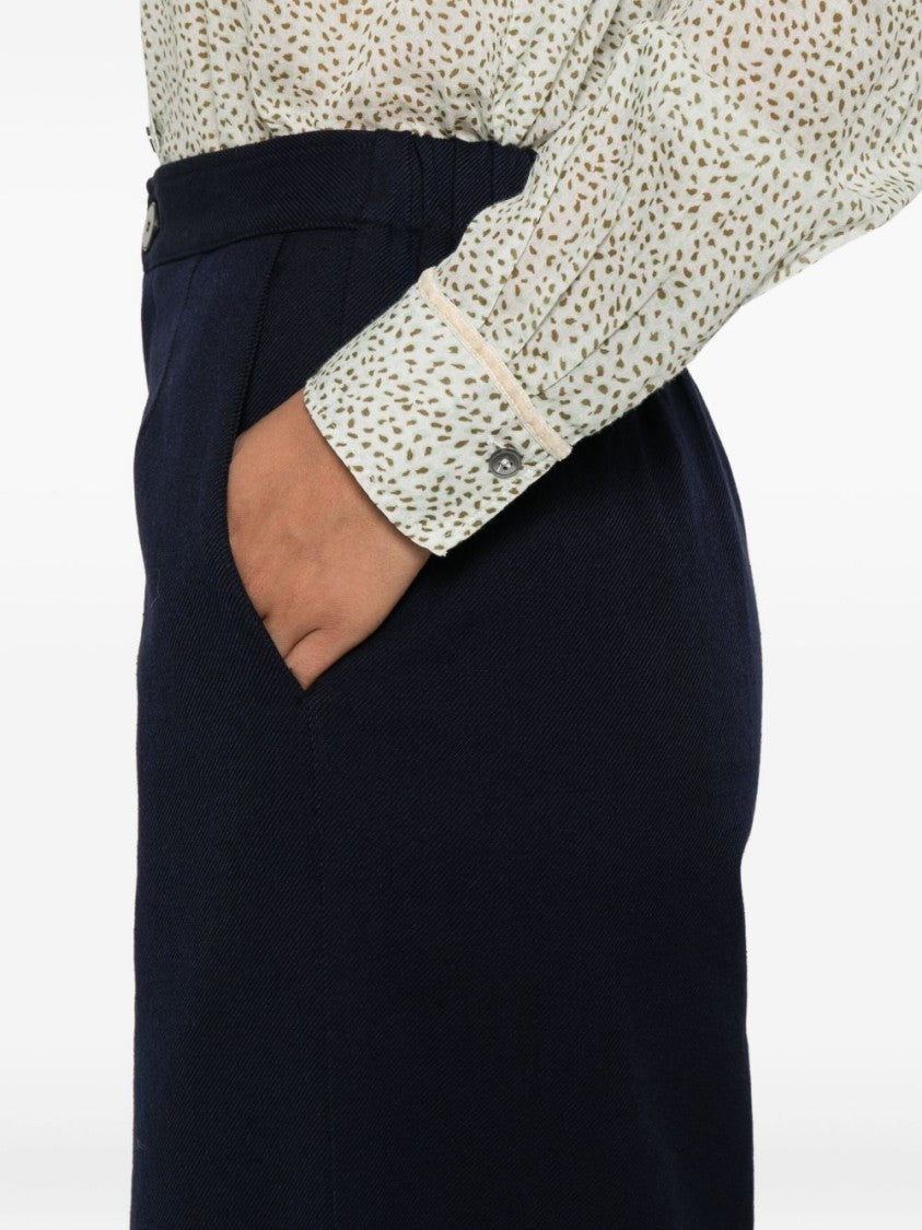 Forte Forte High-Waisted Wide-Leg Trousers In Soft Blue Fabric