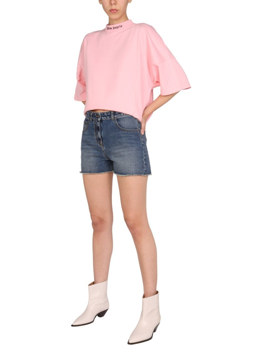 Palm Angels Medium Blue Denim Shorts