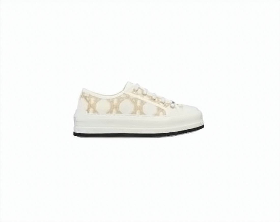 Christian Dior Canvas Low-Top Sneakers With Monogram Pattern And Platform Sole