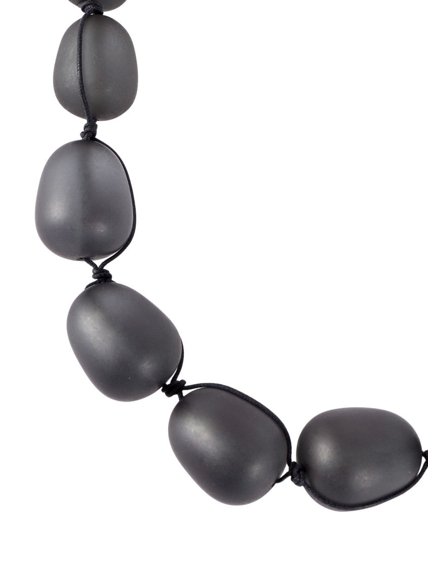 Emporio Armani Matte Black Resin Bead Necklace