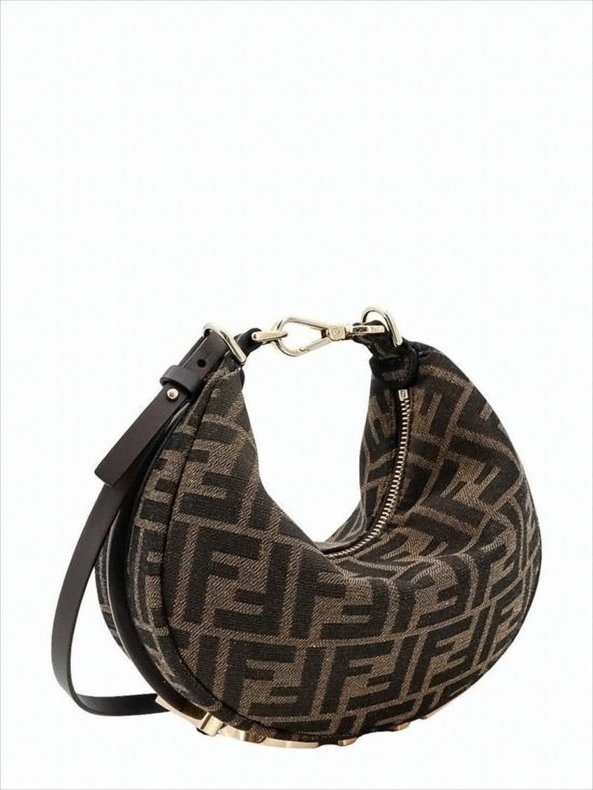 Fendi Crescent-Shaped Shoulder Bag With Monogram Pattern