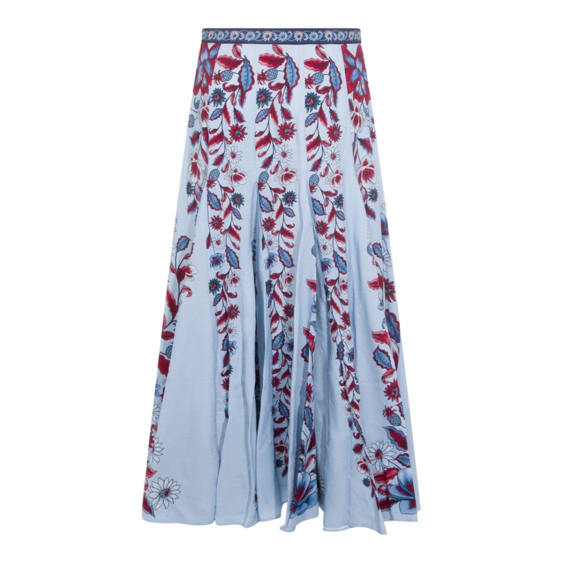 Farm Rio Mid-Length Skirt With Vibrant Floral Abstract Pattern