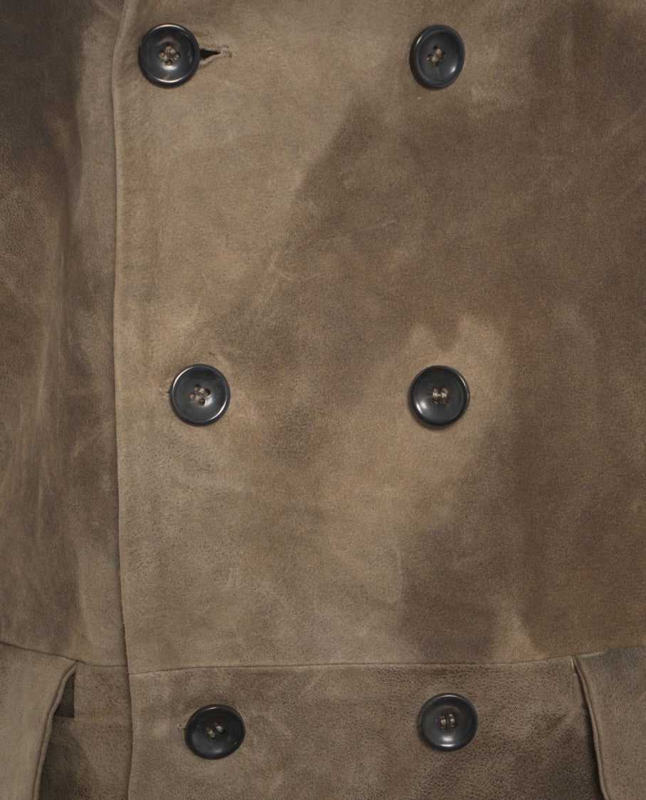 Giorgio Brato Suede Blazer With Double-Breasted Closure And Flap Pockets