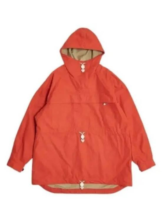 Nigel Cabourn Hooded Burnt Orange Jacket With Toggle Closures And Relaxed Silhouette
