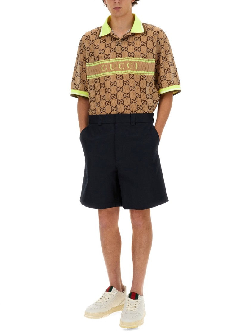 Gucci Web Ribbon Cotton Shorts With Side Pockets