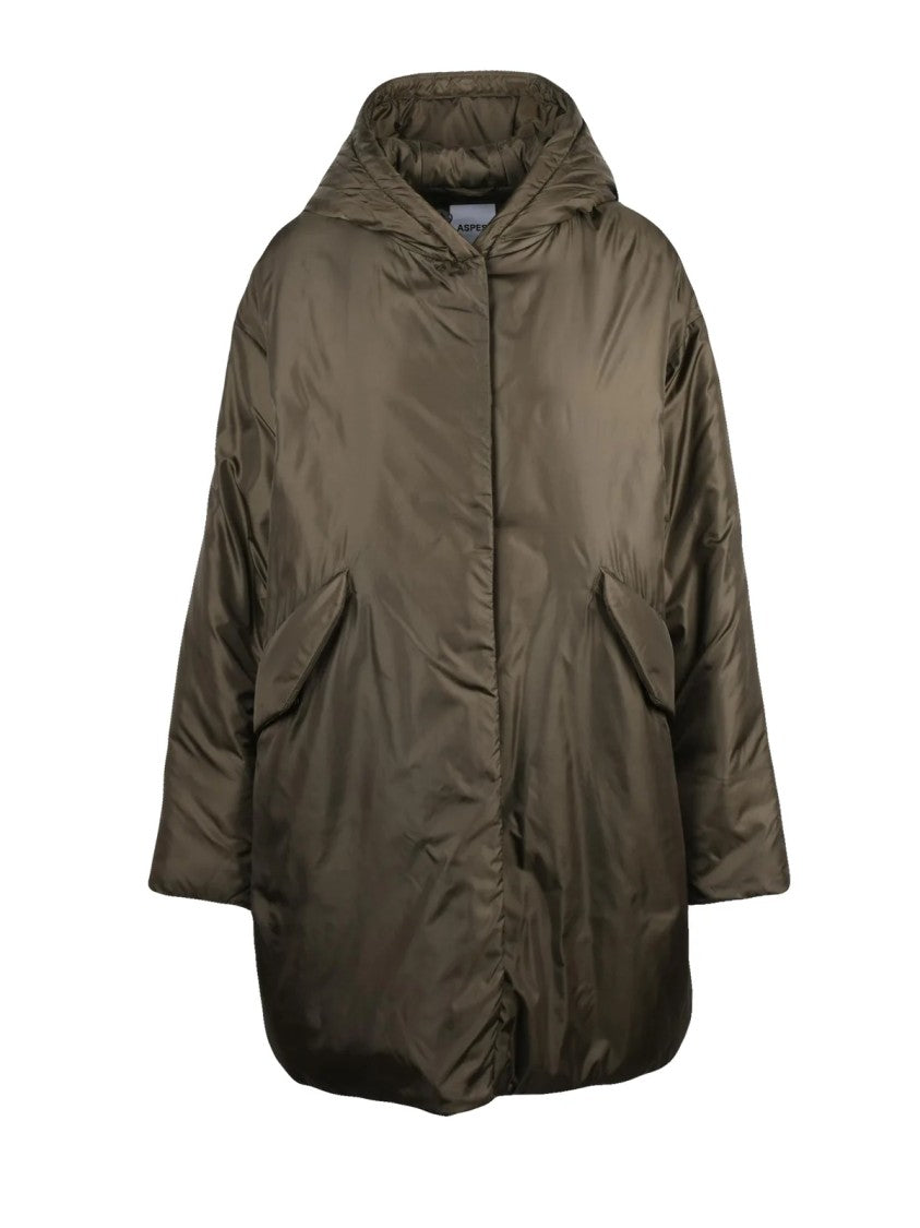 Aspesi Green Polyamide Zip Padded American Parka