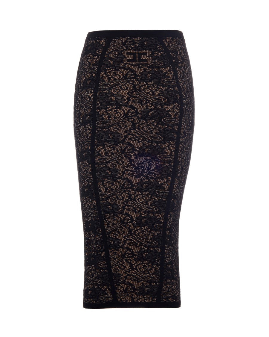 Elisabetta Franchi Slim-Fit Jacquard Skirt With Intricate Detailing