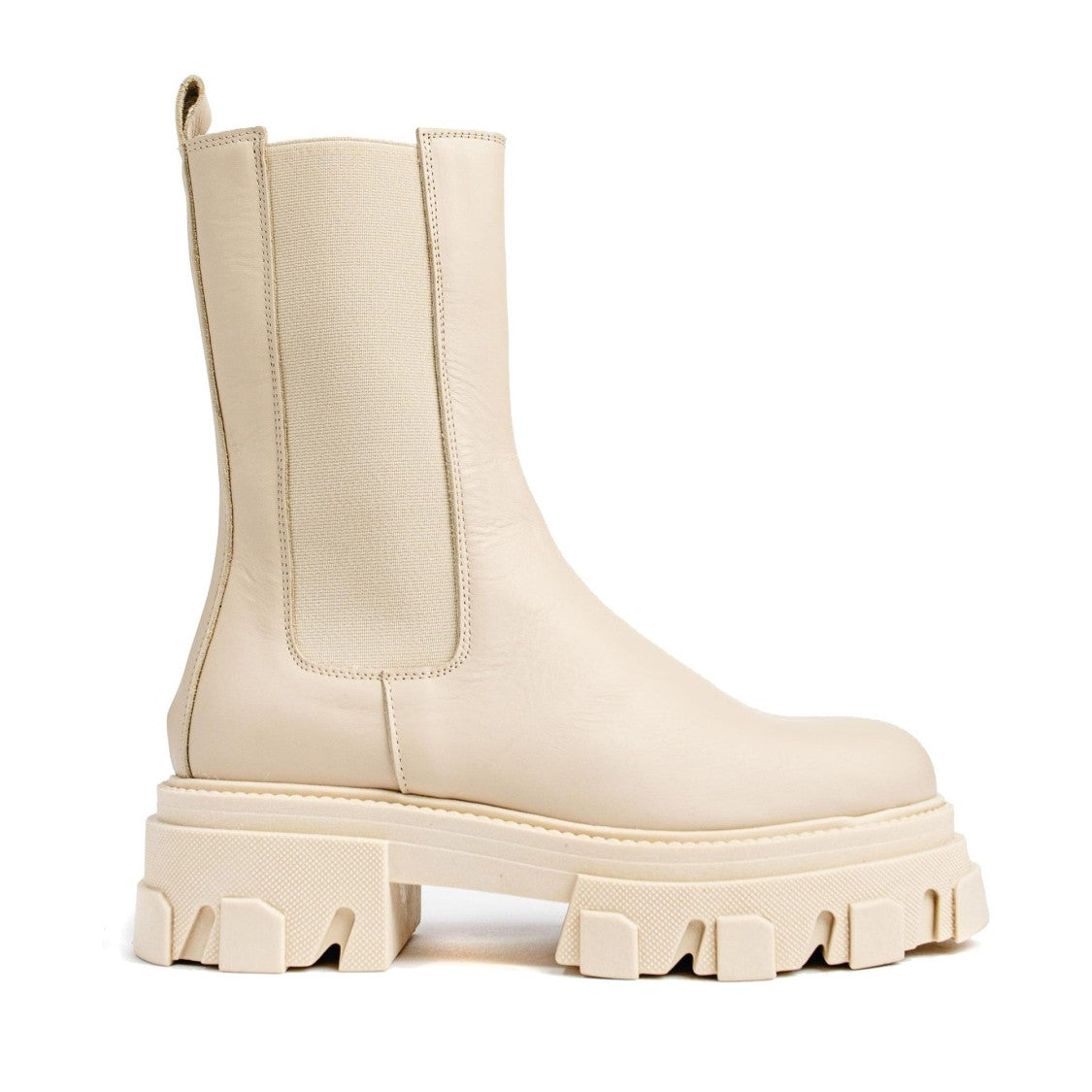Vamsko Molly Beige High Chunky Sole Leather Boots