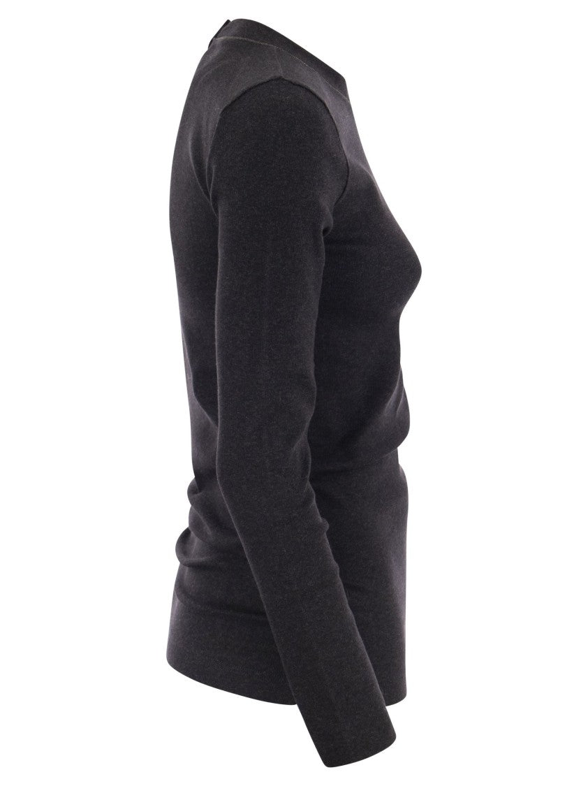 Brunello Cucinelli Ribbed Stretch Cotton Jersey T-Shirt