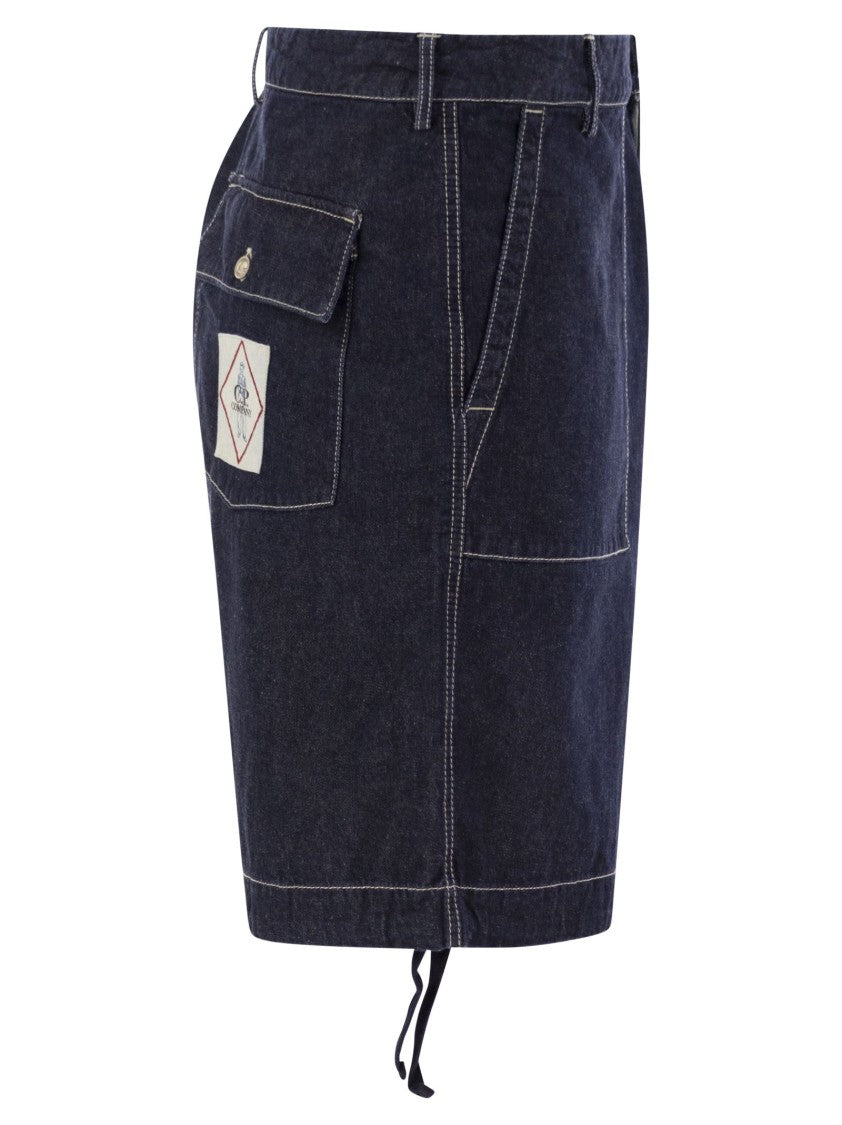 C.P. Company Cotton Denim Shorts With Concealed Button Fly