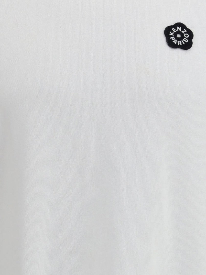 Kenzo Silk And Nylon White T-Shirt With Subtle Accents
