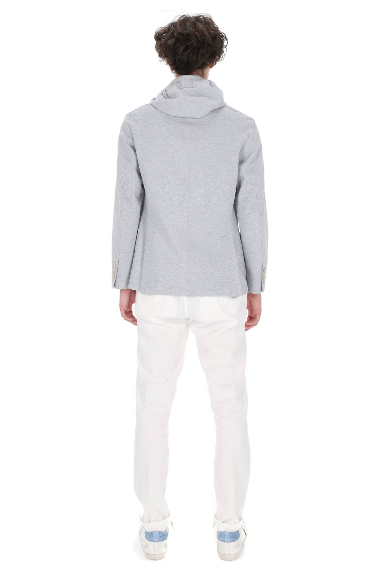 Eleventy Light Blue Raw-Edge Cotton Blazer