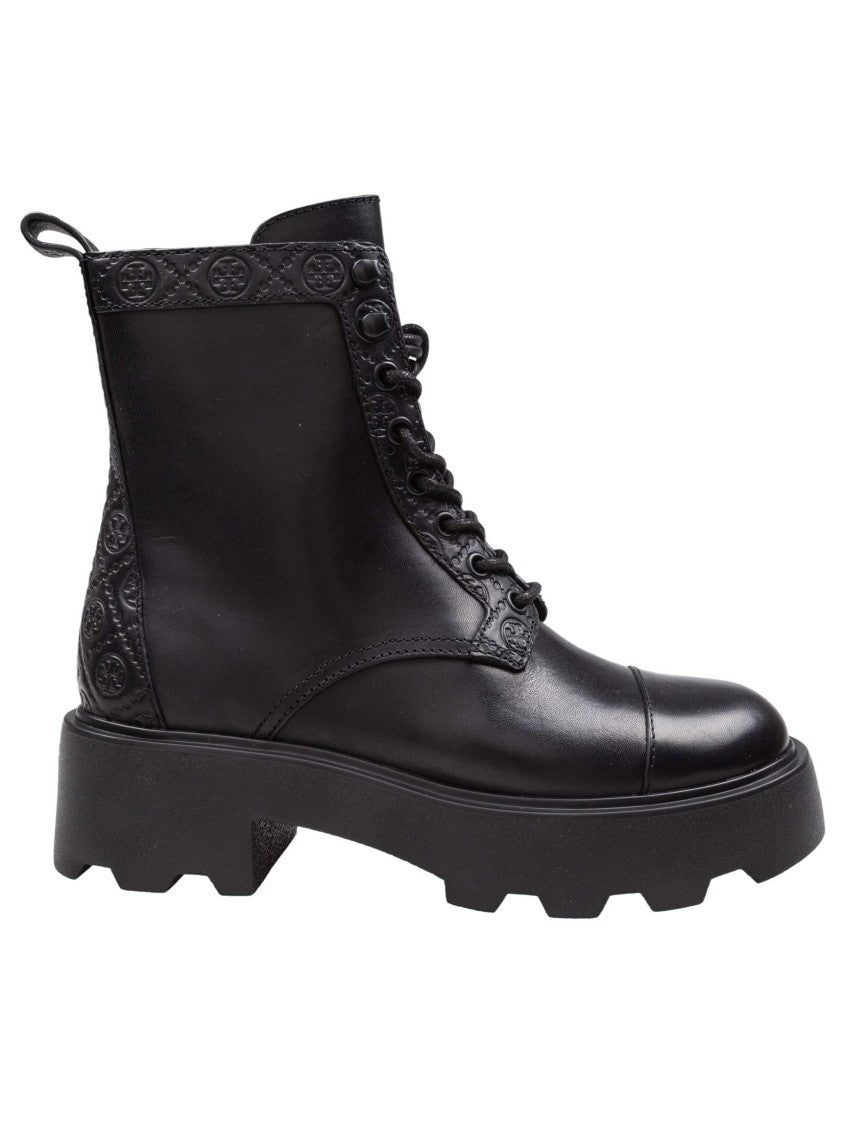 Tory Burch Leather Ankle Boot With T Monogram In Black