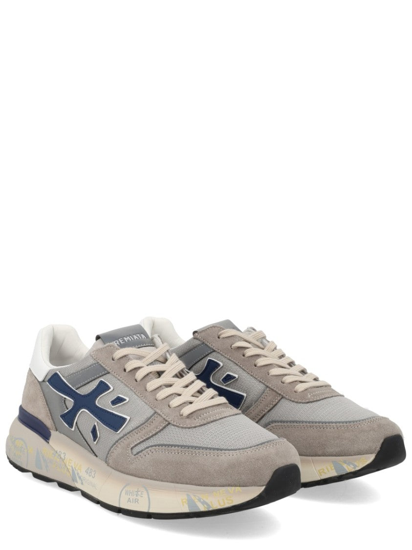 Premiata Mick Mesh Suede Navy Logo Sneakers