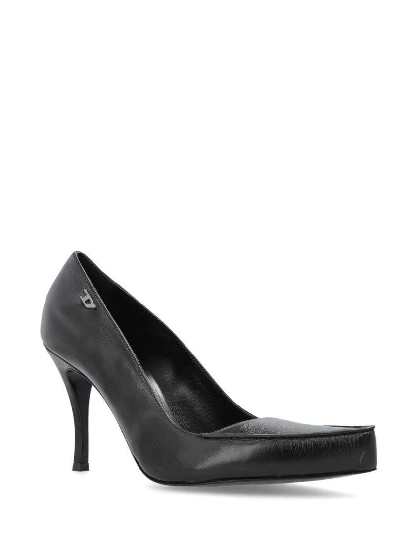 Diesel Black Pointed-Toe Stiletto Silk-Nylon Blend Pumps