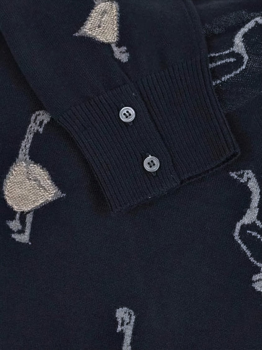 Thom Browne Wool And Cotton Blend Cardigan