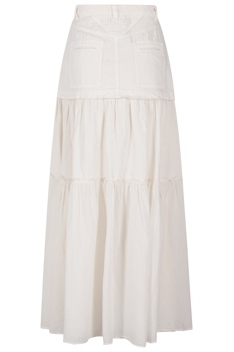 Pinko Ivory Voile Cotton Maxi Skirt