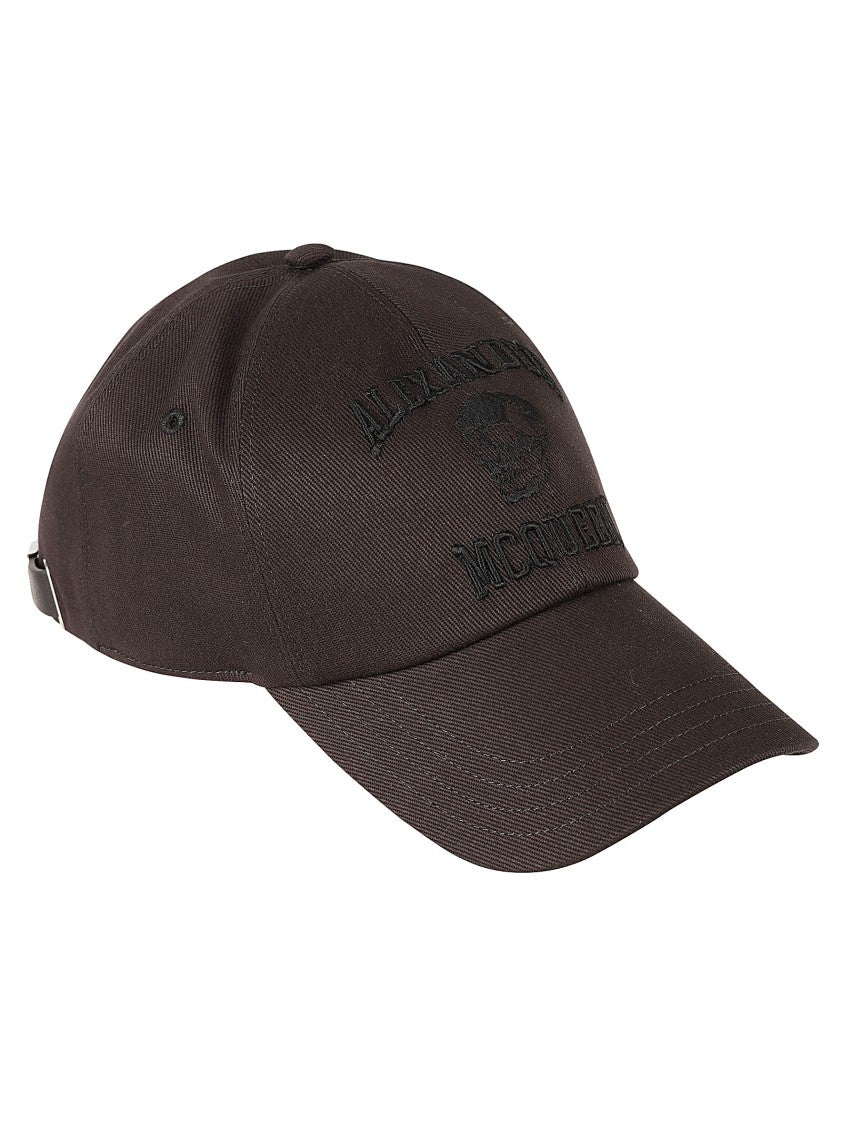 Alexander Mcqueen Structured Black Cotton Cap With Logo Embroidery