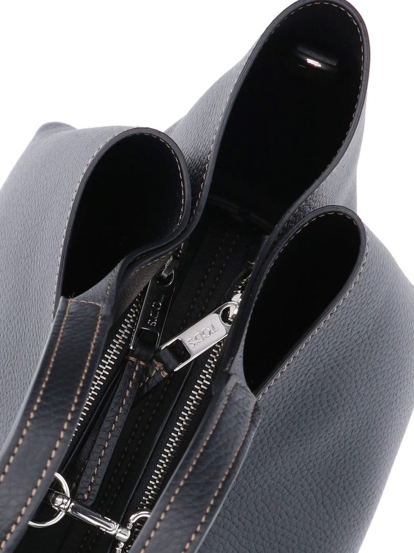 Tod's Textured Black Leather Mini Tote Bag